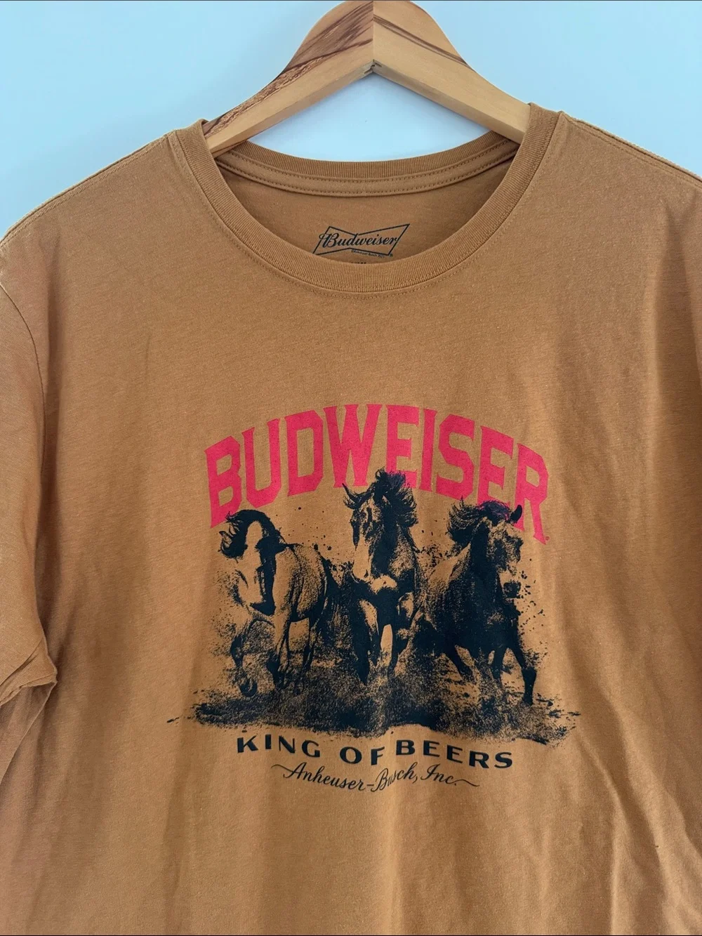 Budweiser King of Beers Graphic T-Shirt Men’s XXL Brown Horses Tee